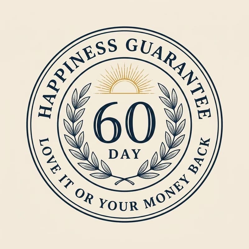 60-Day Happiness Guarantee, love it or your money back