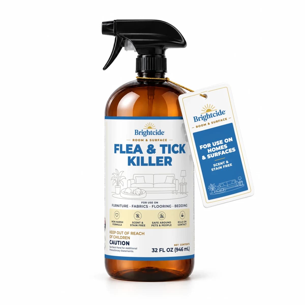 Render of the Brightcide Room & Surface Flea & Tick Killer 32 oz trigger bottle