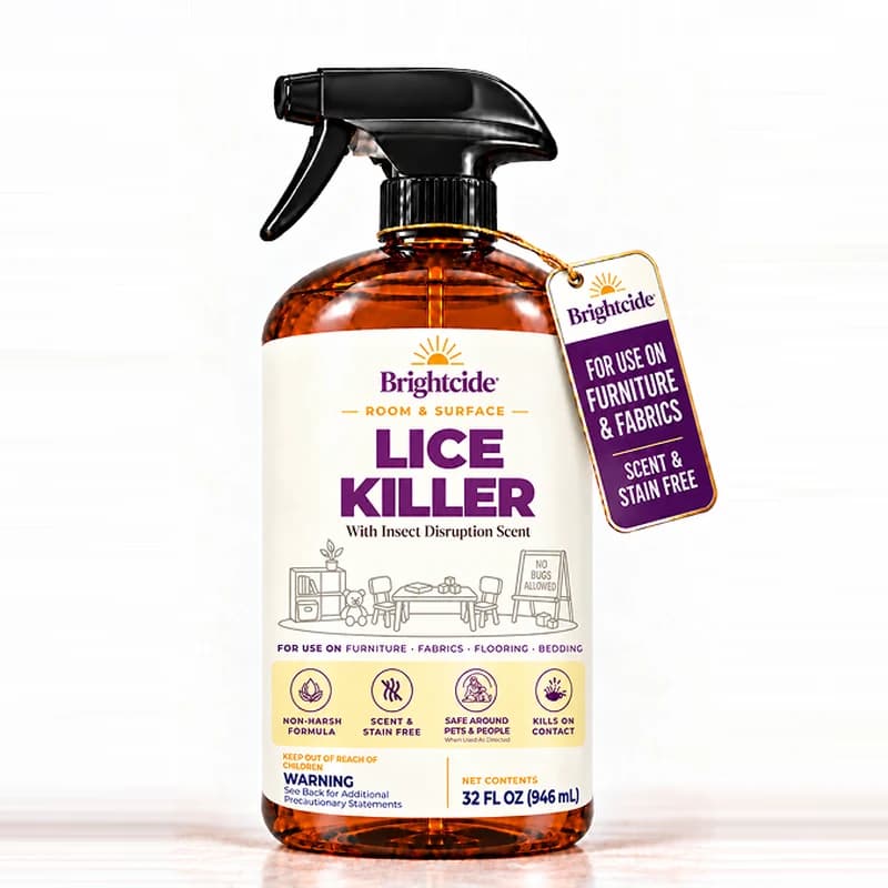 Concept render of the Brightcide Room & Surface Lice Killer trigger bottle