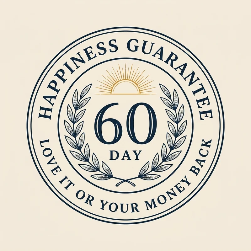 60-Day Happiness Guarantee, love it or your money back